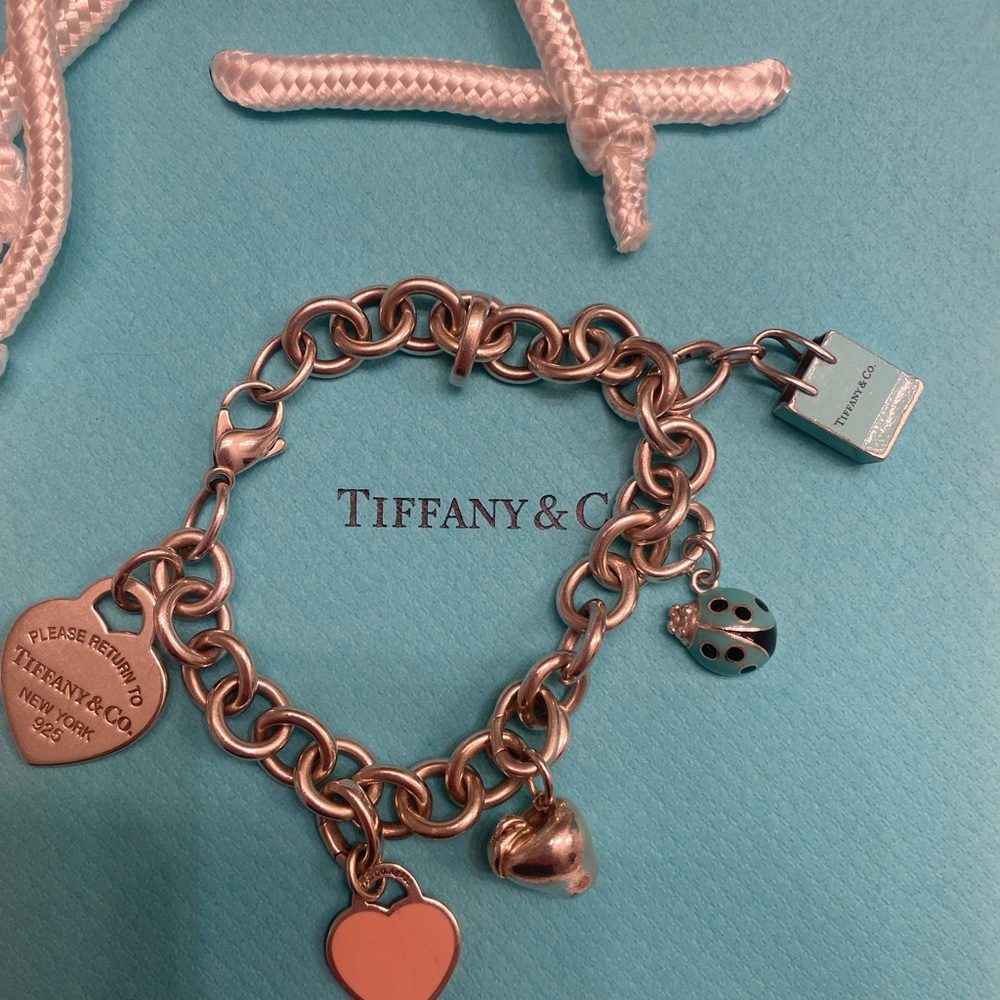 Tiffany & Co. Silver and Blue Charm Bracelet